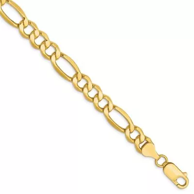 10k Yellow Gold Semi Solid Figaro Chain Bracelet L-7'' W-7.3mm 5.02g • $468