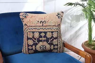 Handmade Kilim Cushion Kilim Pillow 18 X18  Blue Pillow Vintage Pillow • $21.84