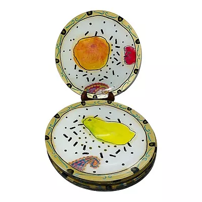 Hand Painted Plates Modern Art S. Ward CIRCUS FRUIT Gold Leaf  Numbered Editions • $89.95