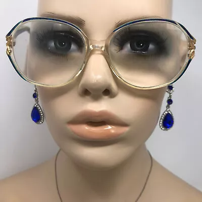 Vintage Oliver Goldsmith OG145S Eyeglasses Frames Blue Square Glasses Frame Only • £49.95