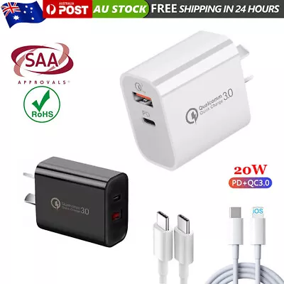20W DUAL USB-C Type C Fast Wall Charger Adaptor QC3.0 For Android IPhone IPad AU • $5.99
