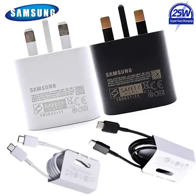 Genuine 25W Super Fast Type C Charger Plug/Cable For Samsung Galaxy S20 S21 S22 • £3.97