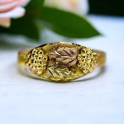 Vintage 10k Black Hills Gold Leaf Design Handcrafted Ring • $149