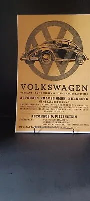 Volkswagen Print Pre-war Add For Dealerships In Germany Selling Volkswagens • $8