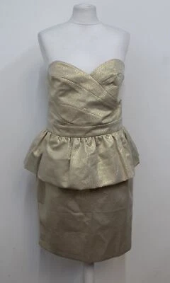 £33.05 • Buy DOROTHY PERKINS Ladies Gold Sleeveless Bandeau Peplum Dress UK16 EU44 BNWT