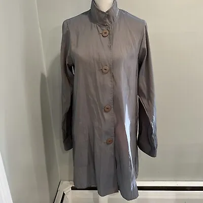 Maralyce Ferree Womens Trench Coat Jacket Art To Wear Small Iridescent Shimmer • $25.89