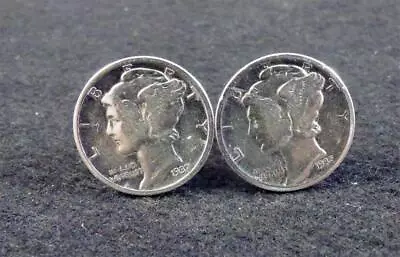 $11.79 • Buy Silver Mercury Head Dimes Cufflinks 1935 & 1937