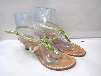 MISS TRISH Women's Green Snake Strappy Kitty Heels- SZ 39/ 9 US • $19