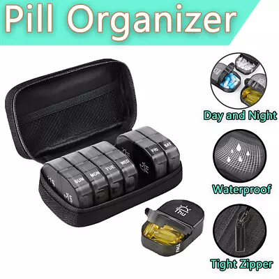Weekly Pill Organizer 2 Times A Day Pill Box 7 Day Pill Case With Canvas Bag AU • $5.99