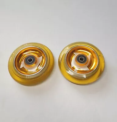 Blazer Pro 100mm Stunt Scooter Wheels - Pair + Abec 5 Bearings - Gold Shruken • £14.95