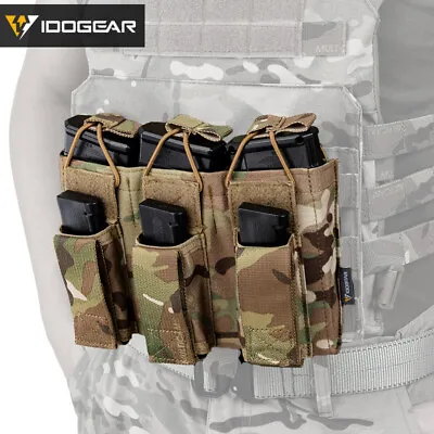 IDOGEAR Tactical Magazine Pouch Mag Carrier Triple Open MOLLE 5.56&Pistol Camo • $25.11