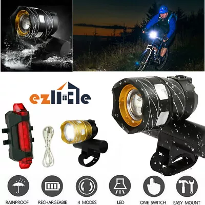15000LM LED Bicycle Light Front Back Headlight Waterproof Bike USB Rechargable • $18.89
