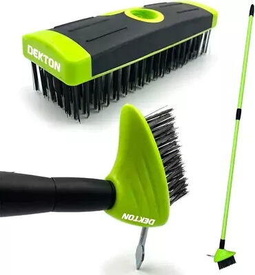 3 In 1 Patio Cleaning & Weeding Brush Green/Black Weed & Moss Removal Brush Tool • £12.80