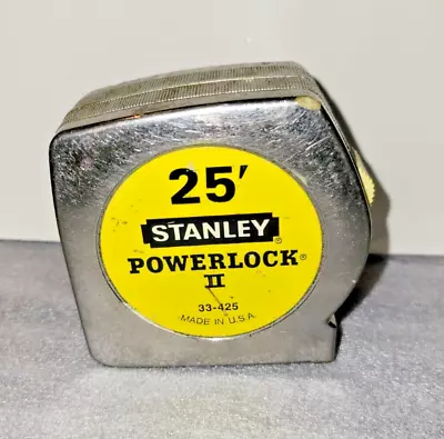 Vintage Stanley Powerlock  II 25’ Tape Measure #33-425 USA Made Yellow Tape • $9.99