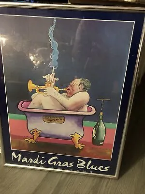 Vintage Original 1984 Leos  Mardi Gras Blues  Leo Meiersdorff Print Poster Litho • $99.99