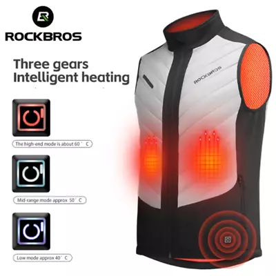 ROCKBROS Winter Cycling Electric Heated Vest USB Keep Warm Bike Motorcycle Vest • $52.99