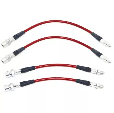 Brake Line Kit Vw Bug 1969-77. Red Steel Braided 4-Piece Set • $114.95