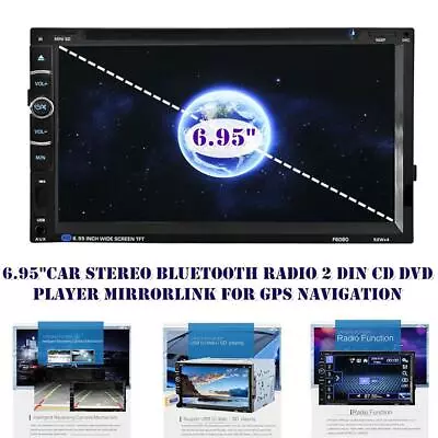 6.95 Car Stereo BT Radio 2 Din CD DVD Player MirrorLink GPS Navigation USB/TF/FM • $193.99