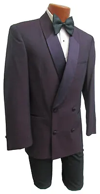 Men's Purple Double Breasted Tuxedo Jacket Retro Vintage Prom Wedding Groom 40R • $34.95