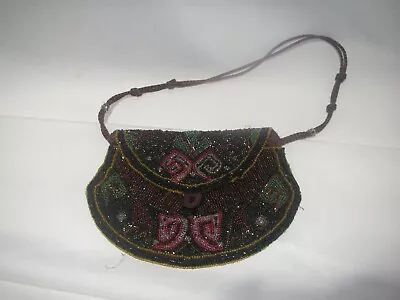 Antique Art Deco Micro Beaded Petit Point Hand Made Flapper Purse • $23