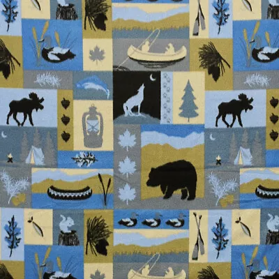 Yellowstone Cabin Blue Print Fleece Fabric - 60  Wide - Sold By The Yard & Bolt • $149.25