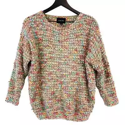 La Fee Verte Anthropologie (S) Textured Knit Sweater 3/4 Sleeve Multi-Color • $25