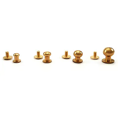£2.29 • Buy Solid Brass Sam Brown Browne Button Screw Studs Round Rivet  5,5  6,5  8 10 Mm