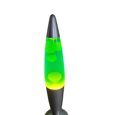 Vintage Lava Lamp Large 16   Motion Peace Light Yellow Blue Volcano Silver Base • $69.99