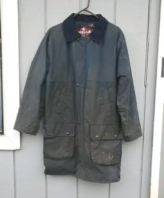 OPEN AIR Countrywear Barn Jacket Medium Waxed Coat Made In England  DISTRESSED  • $29.99