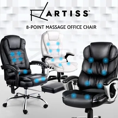 Artiss Massage Office Chair Executive Gaming Chairs Racing Recliner PU Leather • $149.95