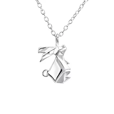 £13.95 • Buy Small Origami Rabbit 925 Sterling Silver Necklace Pendant Chain 45cm / 18 