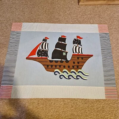 Laura Ashley Kids Pirate Ship Sea Nautical Boat Rug  Mat 100% Cotton 90 X 120 Cm • £22.89