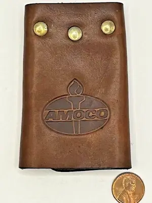 Vintage Amoco Oil Leather Trifold Key Case/Holder - 6 Keys • $12.50
