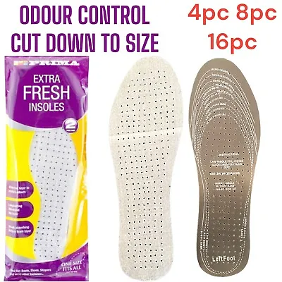 £5.49 • Buy Shoe Insoles Insert Extra Comfort Anti Odour Charcoal Mens Womens One Size