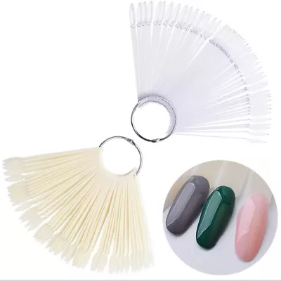 50Pcs False Display Nail Art Fan Wheel Polish Practice Tips Sticks Tools DIY • $7.97