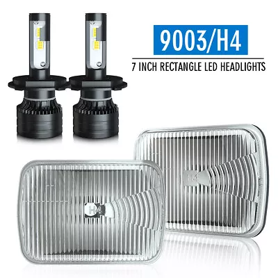 For 1979 80 Plymouth Volare 7  Square Sealed Beam Glass HEADLIGHTs H4 Bulb H6054 • $109.05
