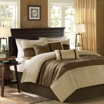 Queen Size Bedding Comforter Set Brown Neutral Rustic Cabin Farm All Seasons 7pc • $129.95