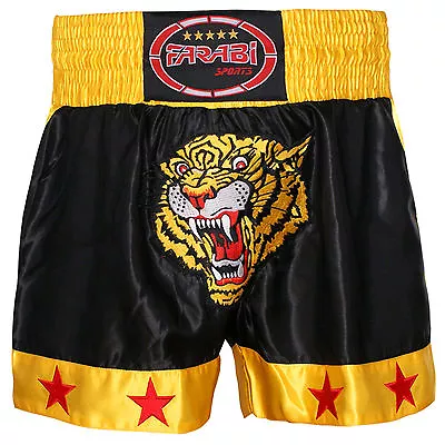 Farabi Muay Thai Kickboxing Shorts MMA Front Embroidered Tiger Training Short • £14.99