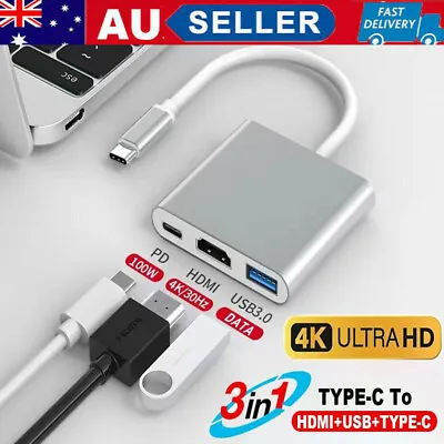 3 In 1 Type C To USB-C HDMI USB 3.0 Adapter Converter Cable Hub For MacBook Pro • $9.49