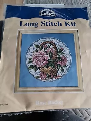 DMC Long Stitch / Needlepoint Tapestry Kit Rose Basket Bnip • £14.99