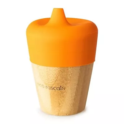 Eco Rascals - Small Bamboo Cup With Silicone Top Sippy Feeder Orange - Brand New • £5