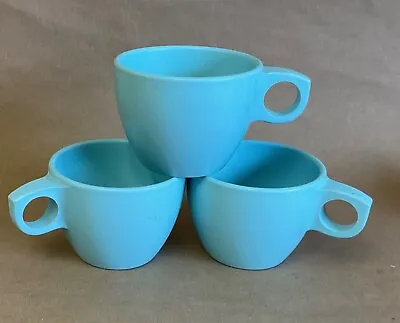 3 Vintage Melmac Monterey Watertown Blue Teal Melamine Coffee Cups Mugs • $8.99