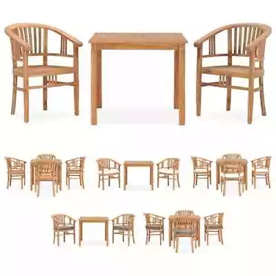 Solid Wood Teak Patio Dining Set Wooden Chair 3/5 Piece Multi Colors VidaXL • $550.99