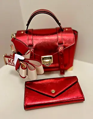 Michael Kors Medium School Satchel Handbag Shoulder Crossbody Purse Bag + Wallet • $155