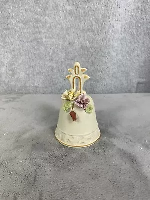 Vtg Arnart Capodimonte Antique Ivory Bisque Porcelain Mission Bell With Flowers • $18.98