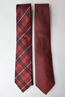 Lot Of 2 Republic Red Black White Stripe Zig Zag Plaid Textured Dress Ties J • $12.99