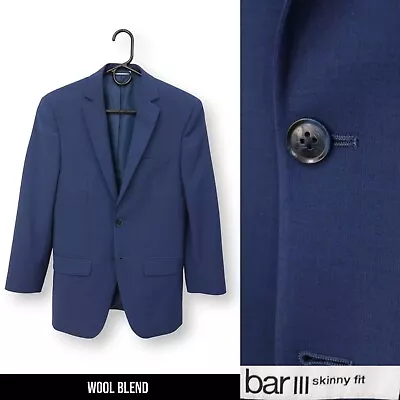 BAR III  Mens Solid Blue Youth Junior Slim Sport Coat Suit Jacket Blazer 32 S • $29.99