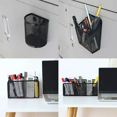 Magnetic Pencil Holder Mesh Basket Desktop Container For Locker Sundries Pen • £13.75