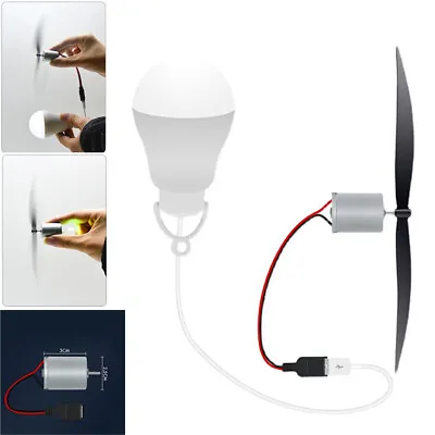 Micro Wind Turbine Motor Blade W/Bulb DIY Set Power Energy Generator Alternative • $12.99