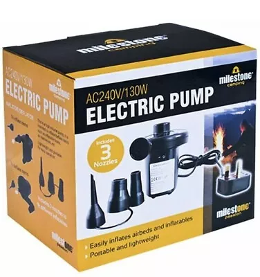 Electric Air Pump Inflate & Deflate Airbeds & Paddling Pools Camping Beds • £14.99